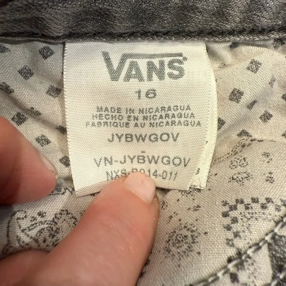 Vans Gray Straight Jeans Boys Size 16 Classic Style